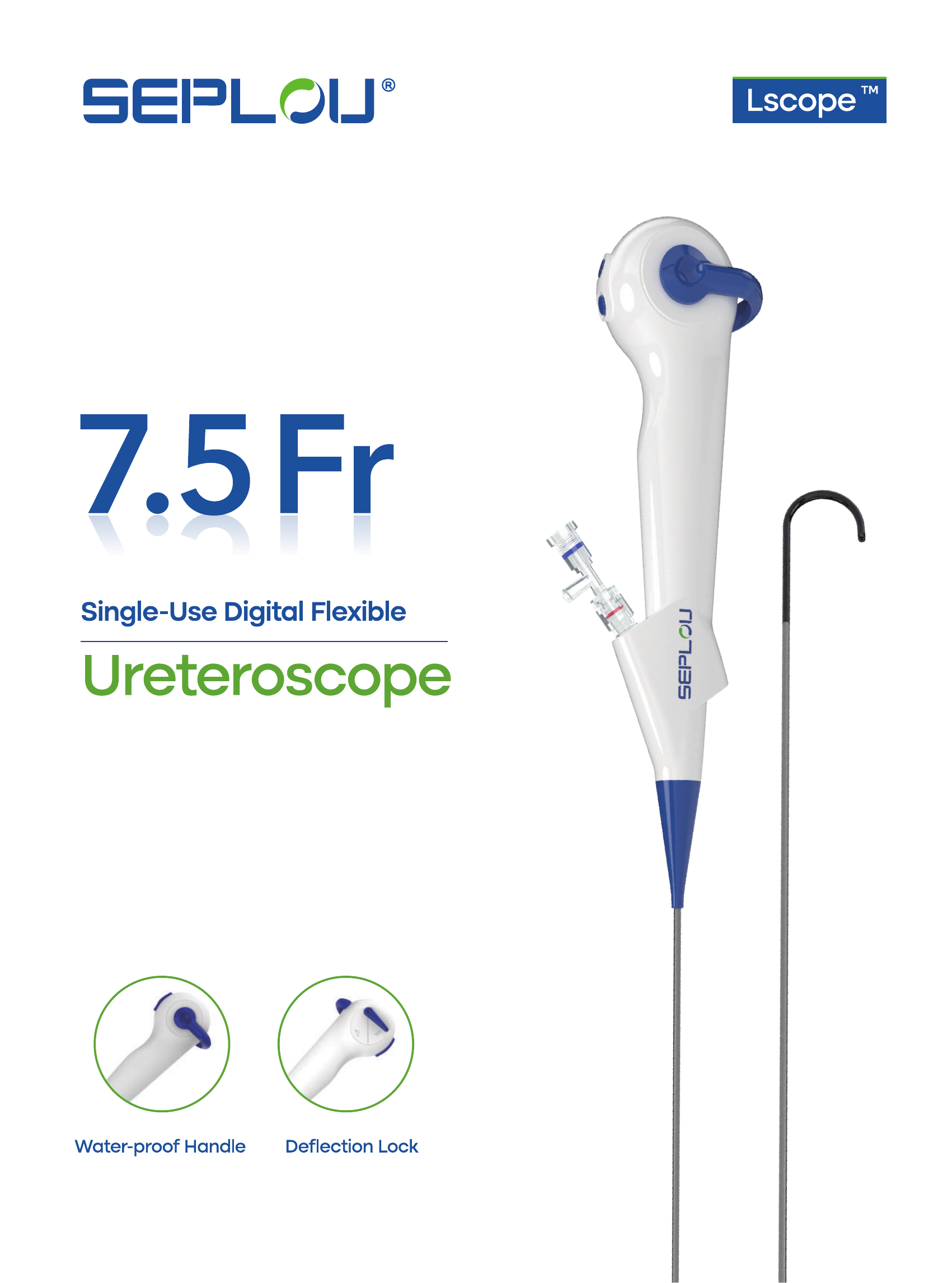 Seplou 7.5Fr Lscope Single-Use Digital Flexible Ureteroscope
